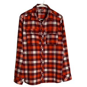ALL IN MOTION Plaid Button Up Front Shirt, Men’s M, Red White Maroon